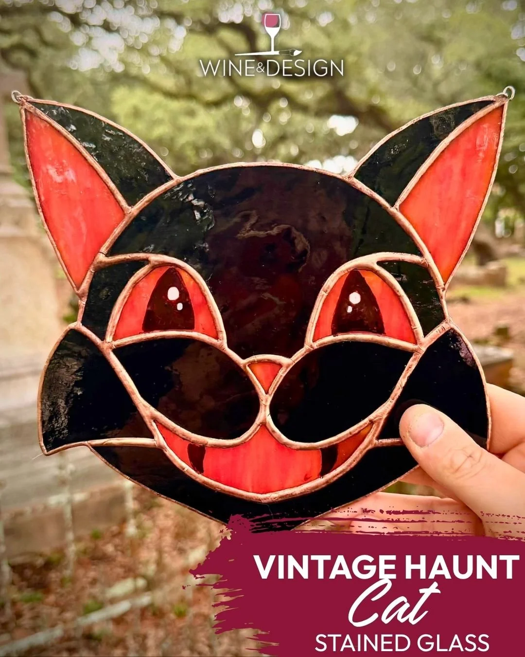 Vintage Haunt Cat Stained Glass