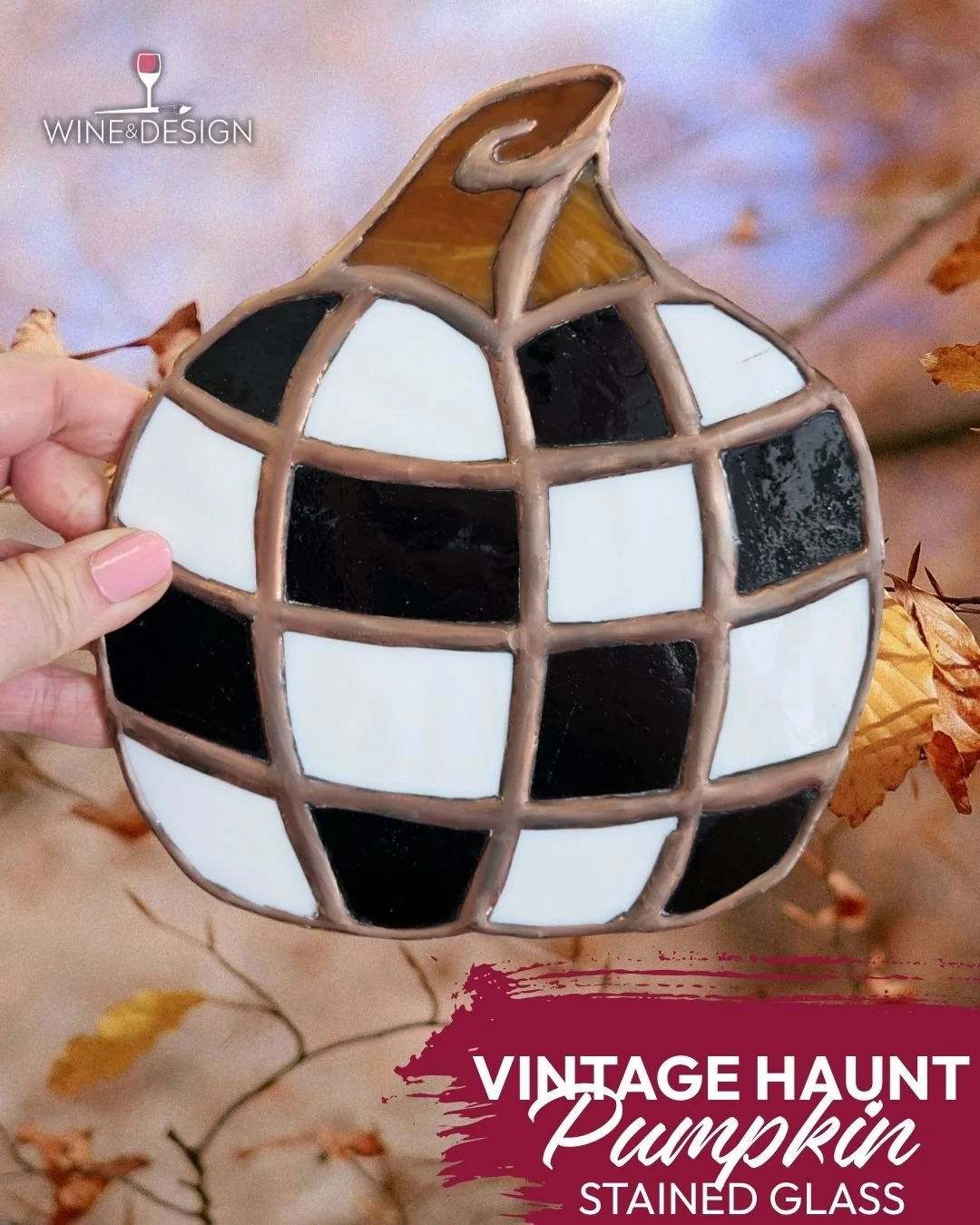 Vintage Haunt Pumpkin Stained Glass