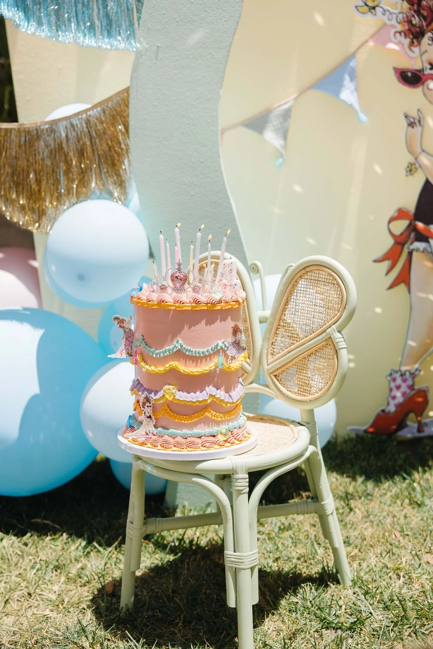 Colorful and whimsical birthday cake