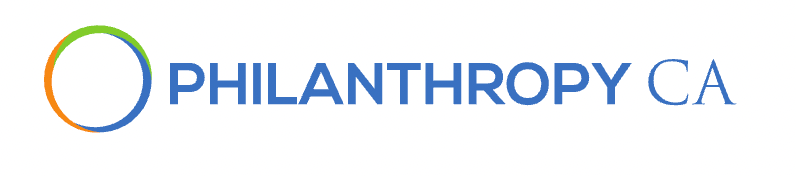 Logo for Philanthropy CA featuring a multicolored circle and blue text.