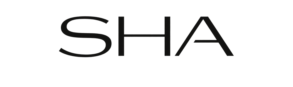 Black and white image with the words "Please SHA" in large letters.