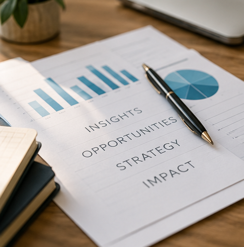 Report and planning materials representing development assessment and organizational growth