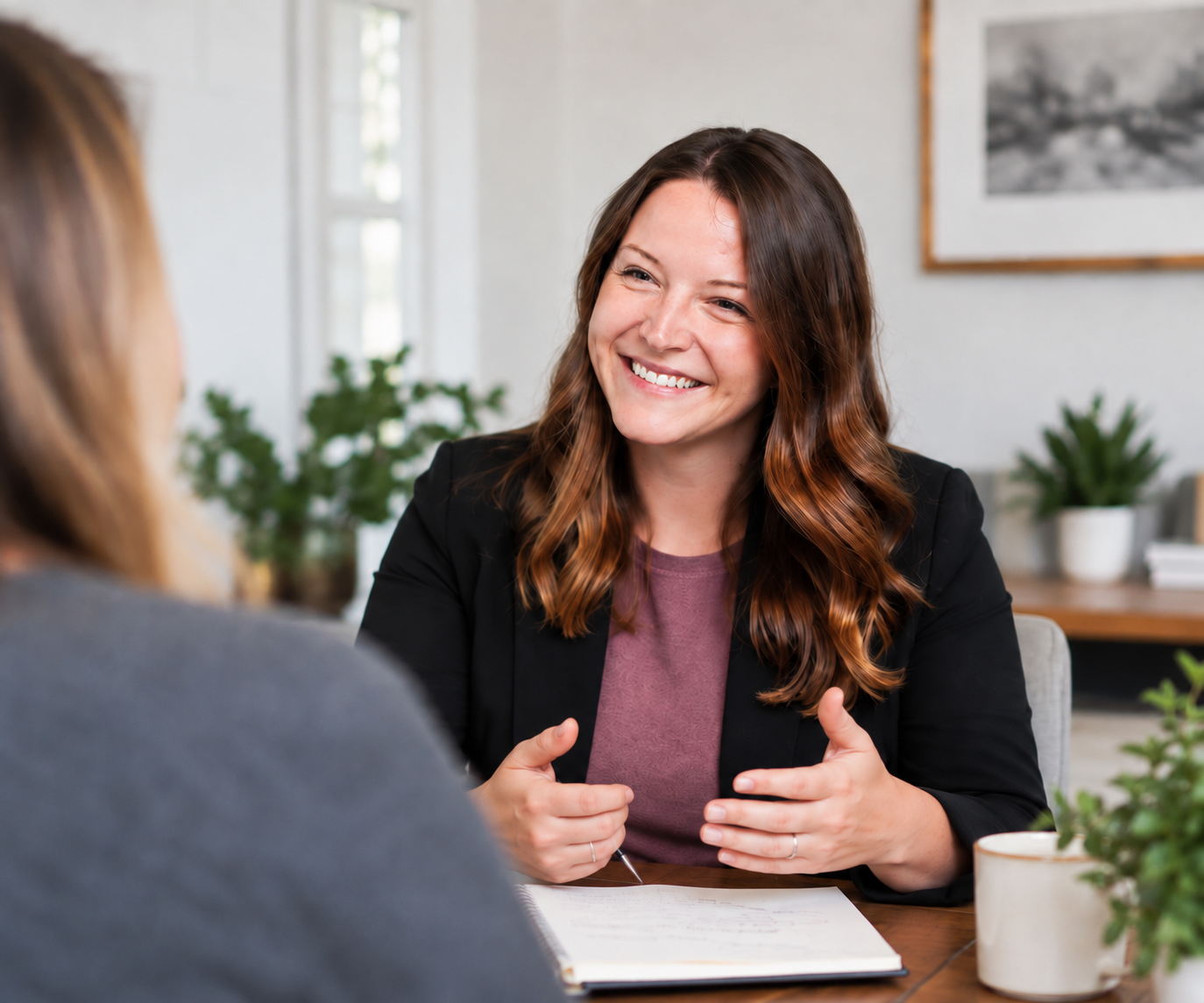Danielle Statires in conversation during a nonprofit consulting meeting