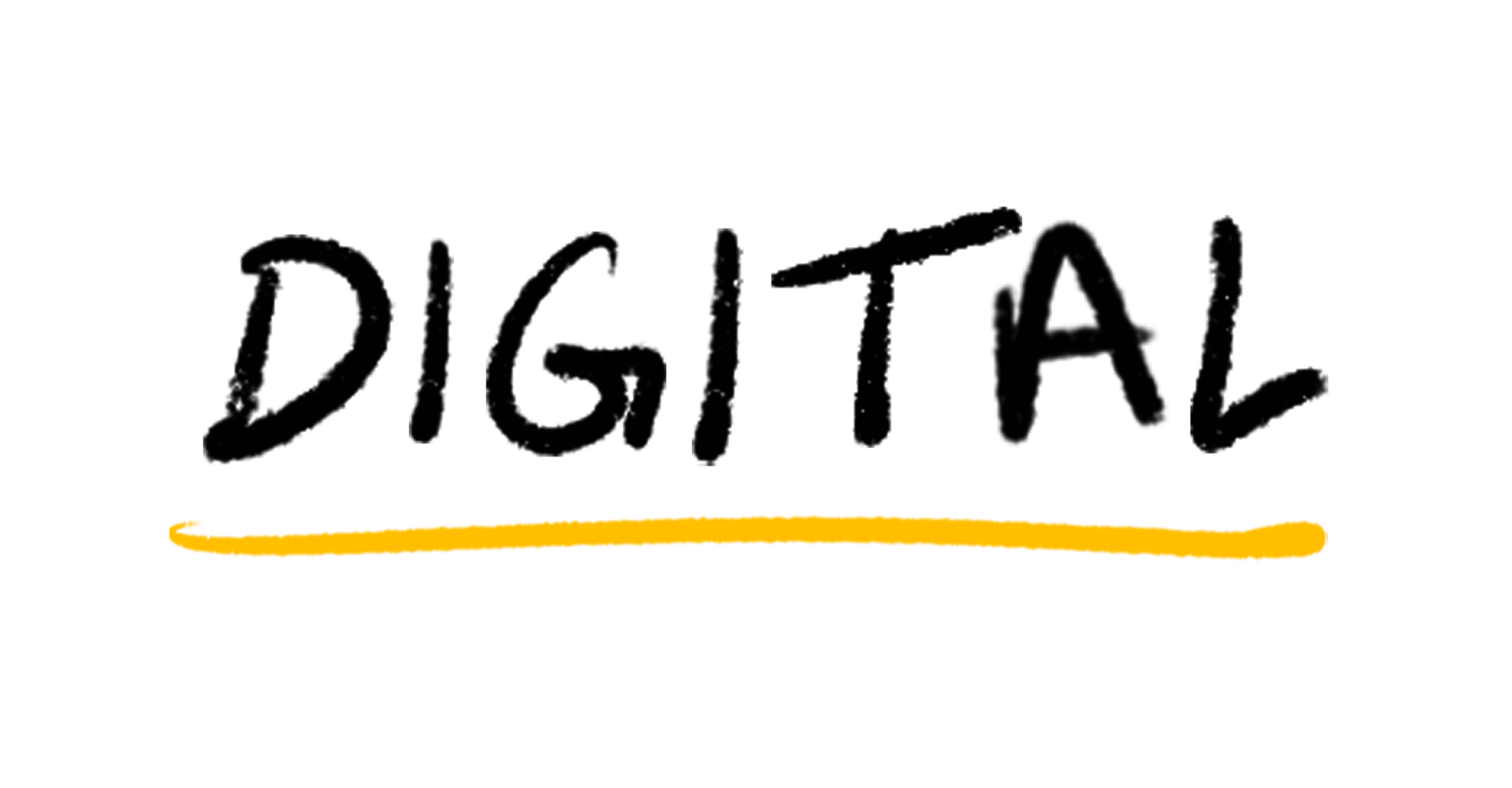 Handwritten black text that says 'Digital' with a yellow left-pointing arrow next to it.