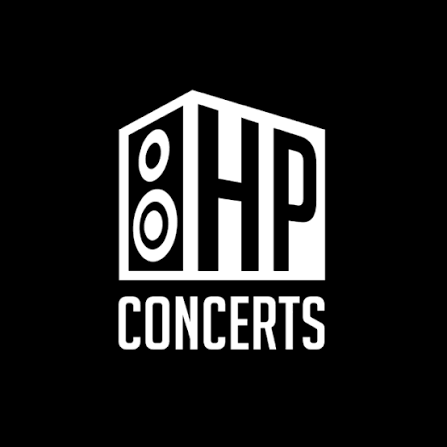 Logo for HP Concerts with speaker graphics and text