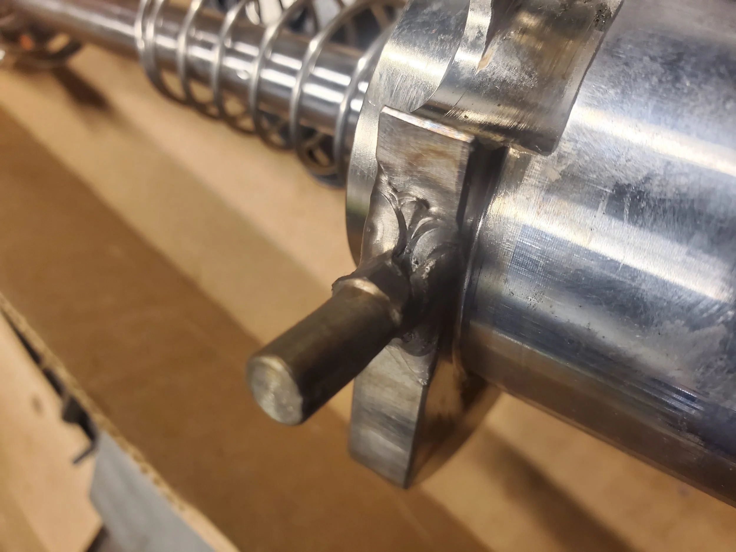 Weld repair on a stainless steel pin assembly from automated processing equipment