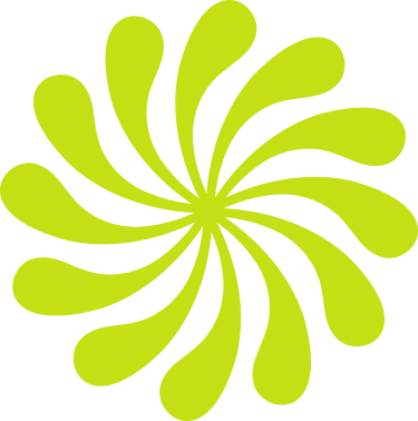 tallgrass garden logo Green abstract spiral design with curved petal-like shapes radiating from the center