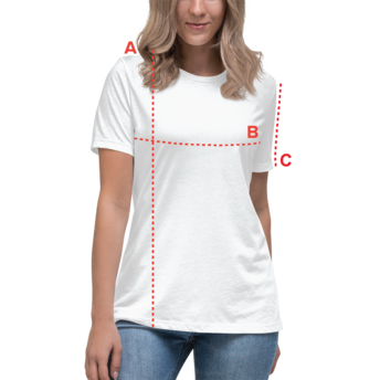 White T-shirt worn by a woman with blonde hair, paired with blue jeans.