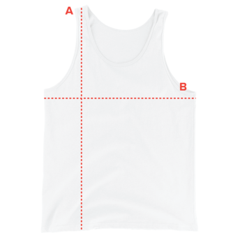 White sleeveless tank top with red stitching accents.
