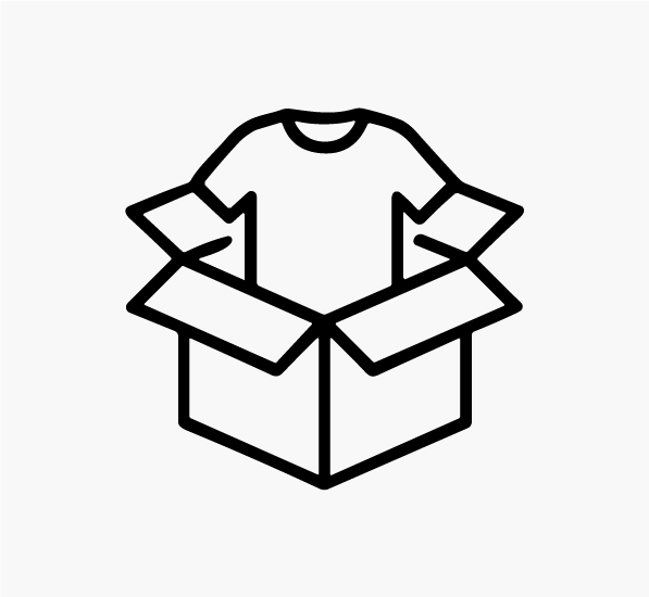 Icon showing custom prints with a t-shirt in a box.