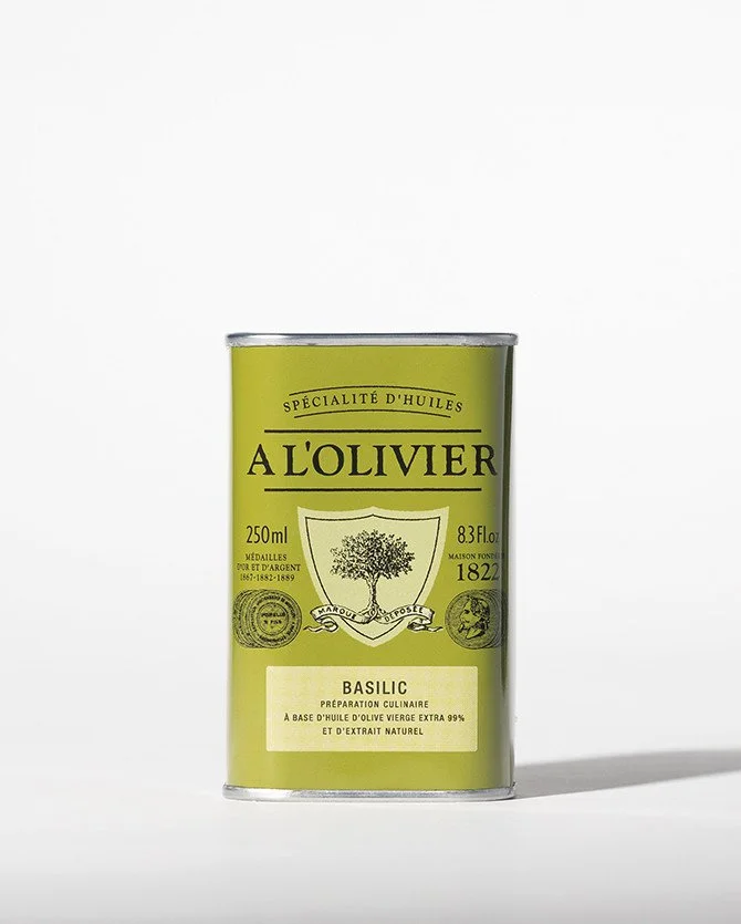 Basil Aromatic Olive Oil, A L'Olivier 250ml tin