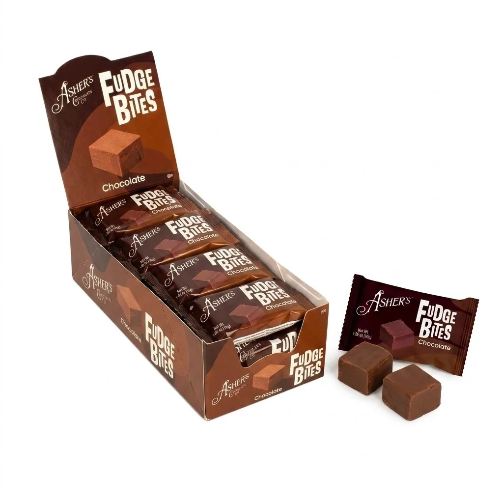 Asher Wrapped Chocolate Fudge Candy Bites Caddy 1oz