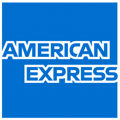 American Express logo with white text on a blue background