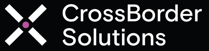 Logo of CrossBorder Solutions with a black background, white text, and a stylized 'X' design.