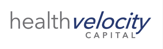 Logo for Health Velocity Capital with the words 'health velocity' in gray and navy blue text, and 'CAPITAL' in smaller gray text beneath.
