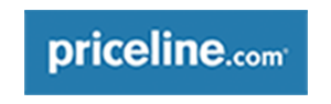 Priceline.com logo with white text on a blue background