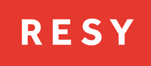 The word "RESY" written in bold black letters on a red background.