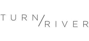Logo with the words 'TURN' and 'RIVER' separated by a diagonal slash.