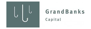 Three fishing hooks hanging against a white background with text 'GrandBanks Capital'.