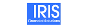 IRIS Financial Solutions logo with blue background and white text