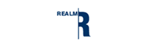 Logo with the word 'REALM' and a large stylized letter 'R'.