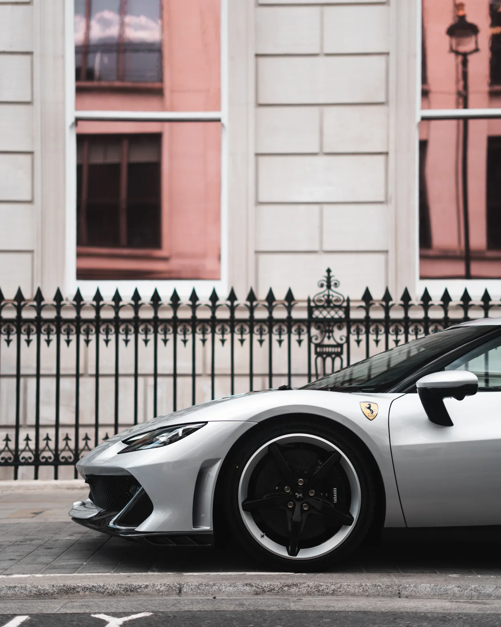 Ferrari 296 Speciale in Argento Nürburgring — Front wheel and nose detail — AKC Asset Management.