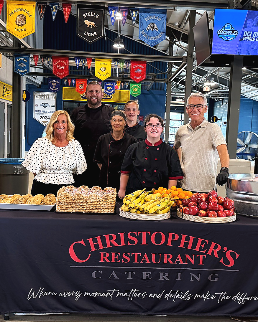 David Krites and the Christopher's Catering team at a Dayton Public Schools teacher appreciation event.