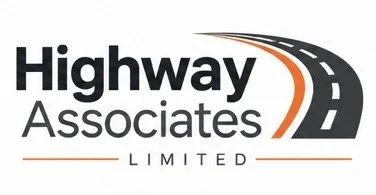 Logo for Highway Associates Limited featuring a stylized road with orange and black accents.