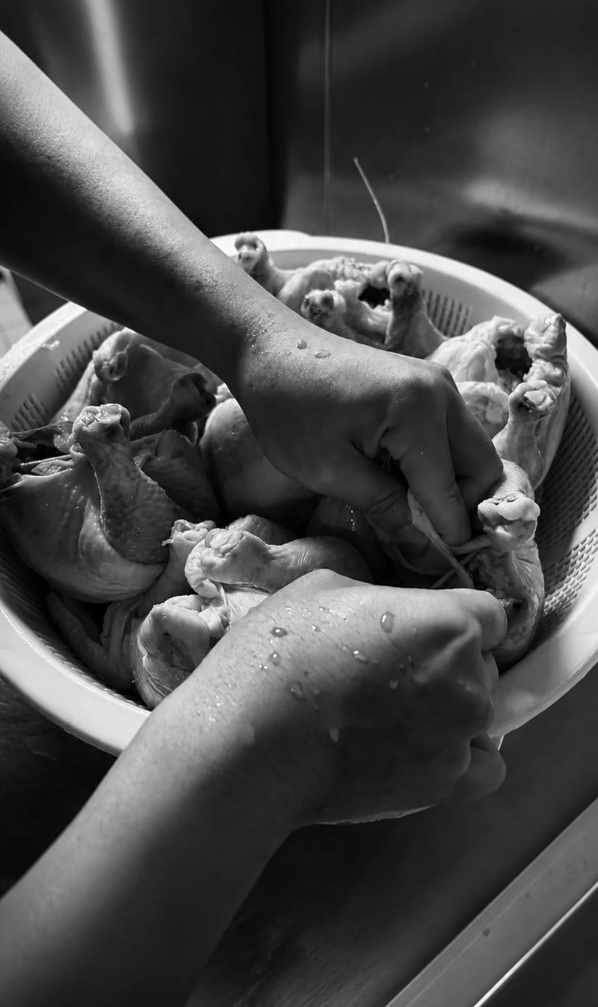 Preparing chicken for Samgyetang at IRU