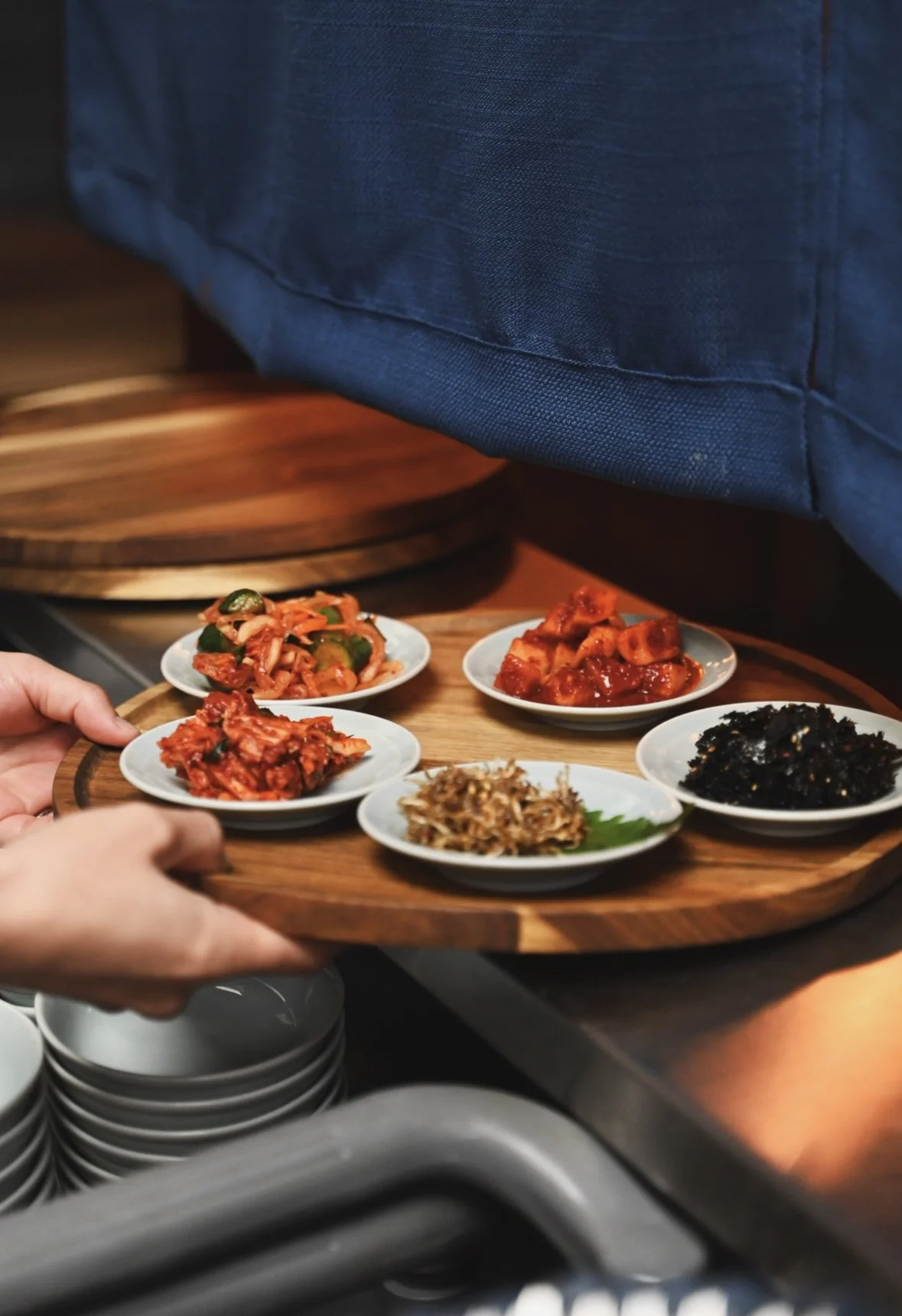 Korean banchan and side dishes served at IRU