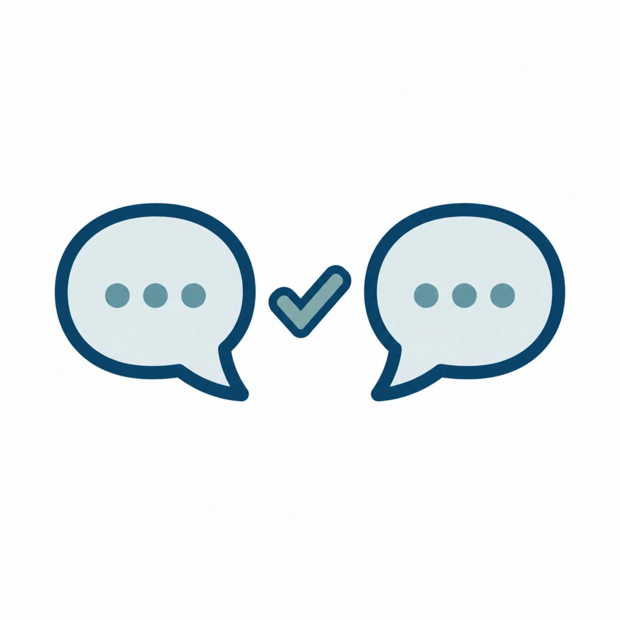 Close-up of speech bubbles with check marks inside.