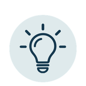 Icon of a light bulb with rays of light around it, symbolizing an idea or innovation.