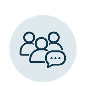Icon of three people with a speech bubble