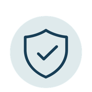 Icon of a shield with a checkmark in the center, representing security or protection.