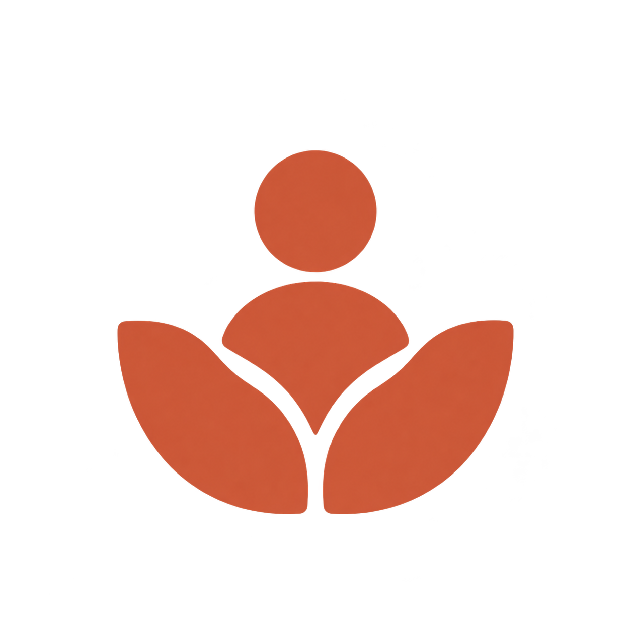 Graphic of a person with petals around them, representing growth or nurturing.