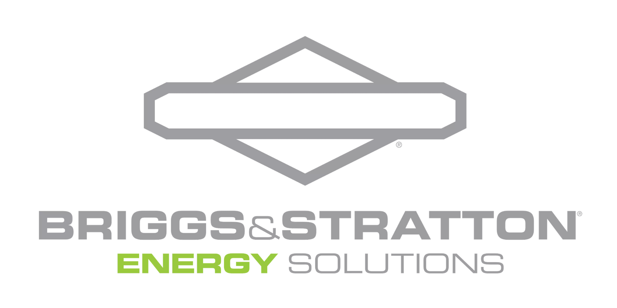 Logo for Briggs & Stratton Energy Solutions featuring a gray geometric engine icon and the company name in metallic and green text.