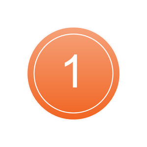 Orange circle with the number 1 inside.