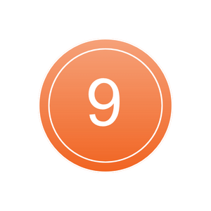 Orange circle with the number 9 inside.