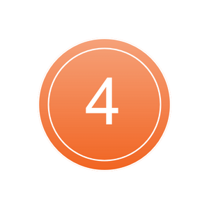 A large orange circle with the number 4 inside, outlined in white, on a black background.