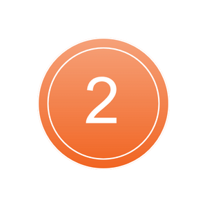 Orange circular button with white number two in the center.