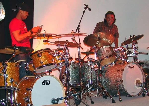 Horacio "El Negro" Hernandez and Tony Royster, Jr. at Drum Fantasy Camp in 2008.
