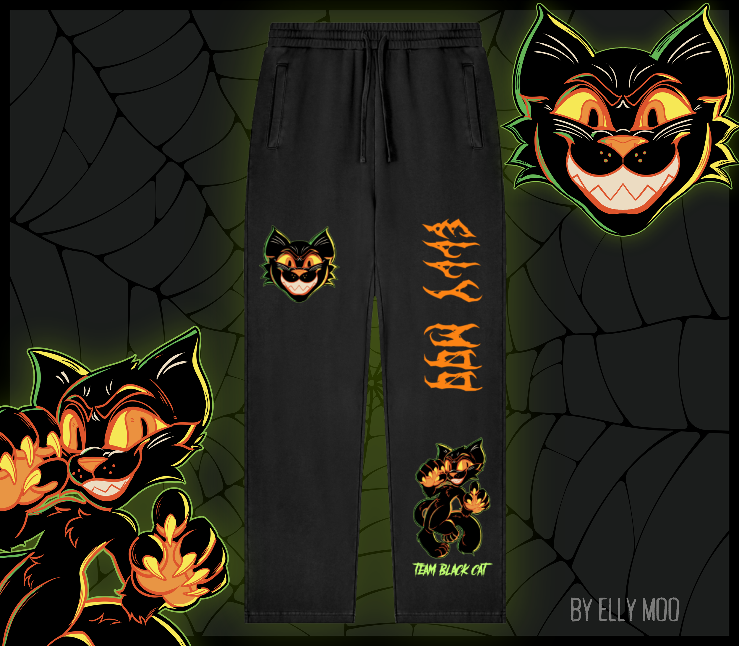TEAM BLACK CAT VINTAGE WASH SWEATPANTS