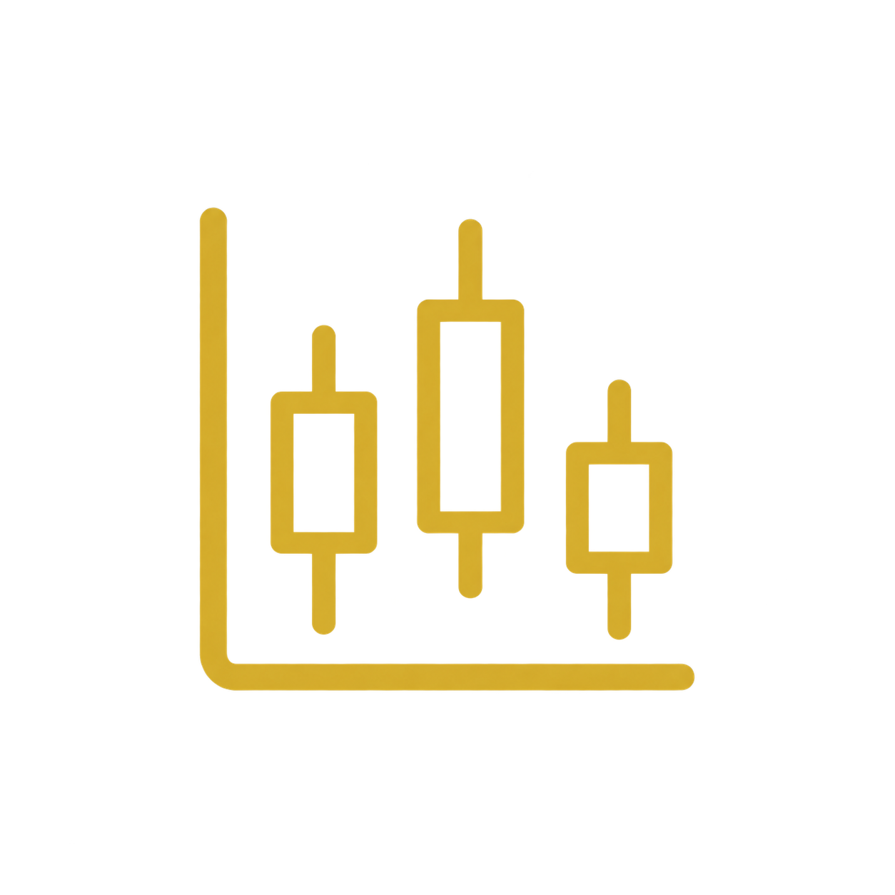 A trading chart featuring candlestick patterns in gold.
