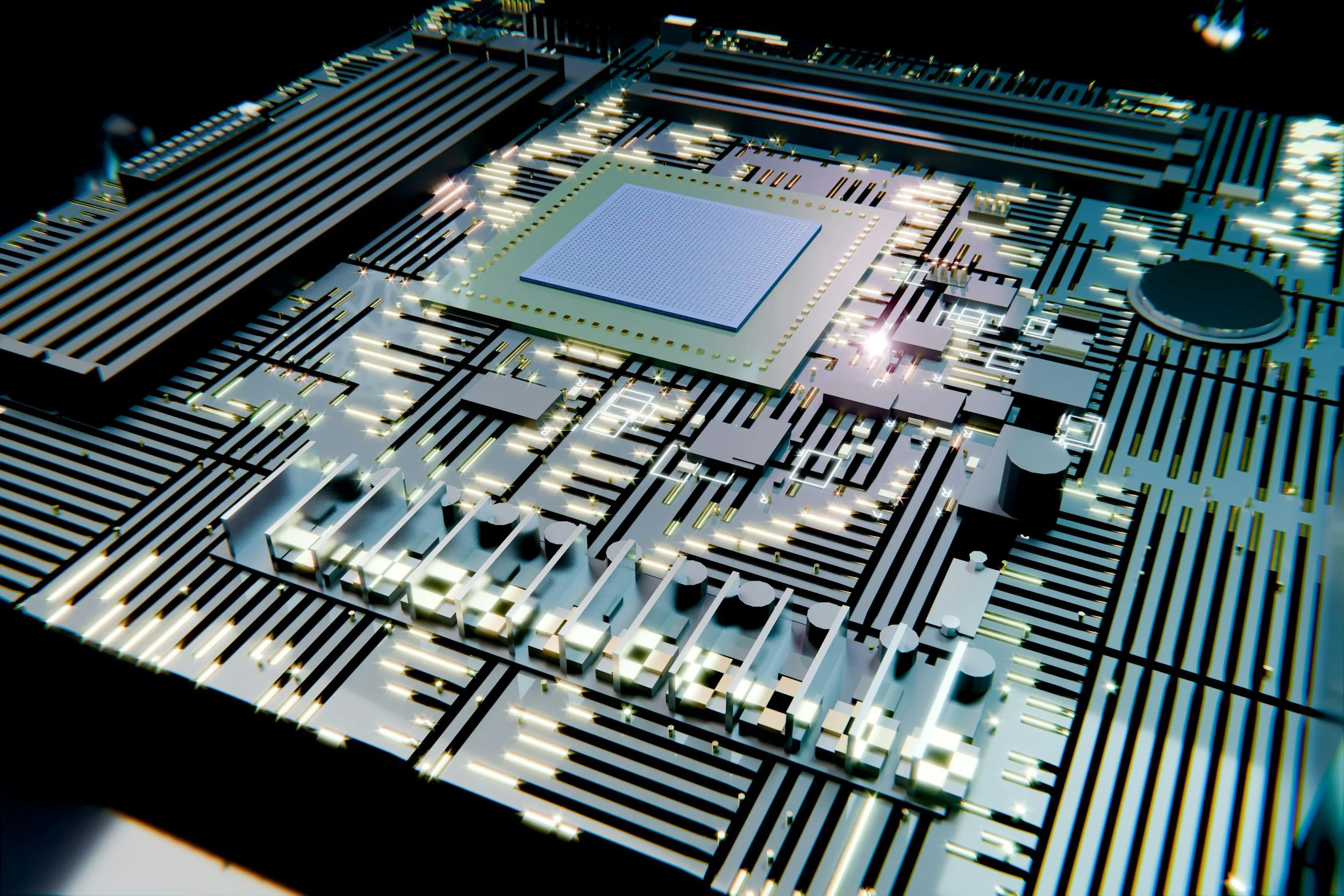 Close-up of a microprocessor with intricate circuitry and glowing elements — a recurring visual motif across the site.