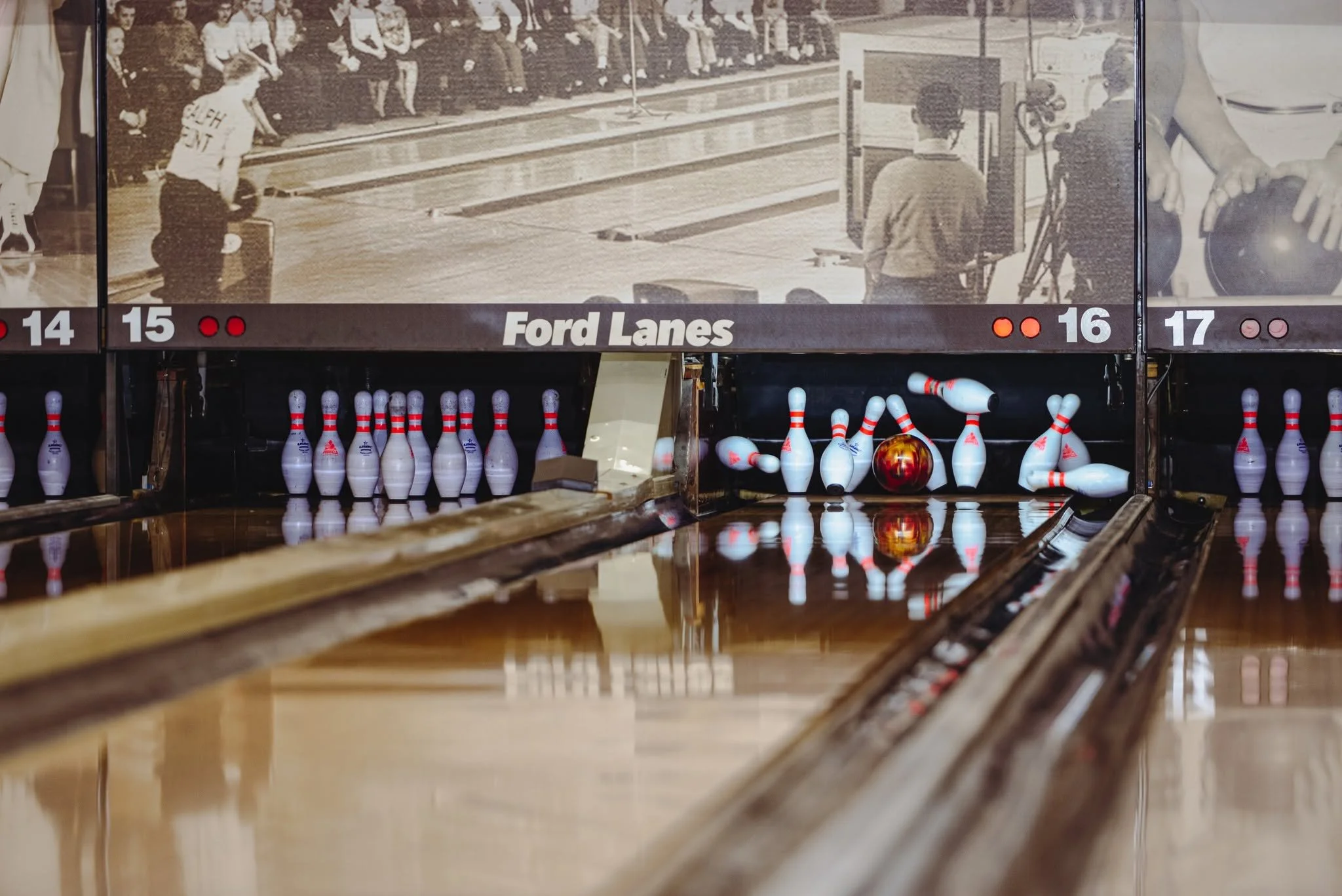Ford Lanes Bowling - Interior - strike!