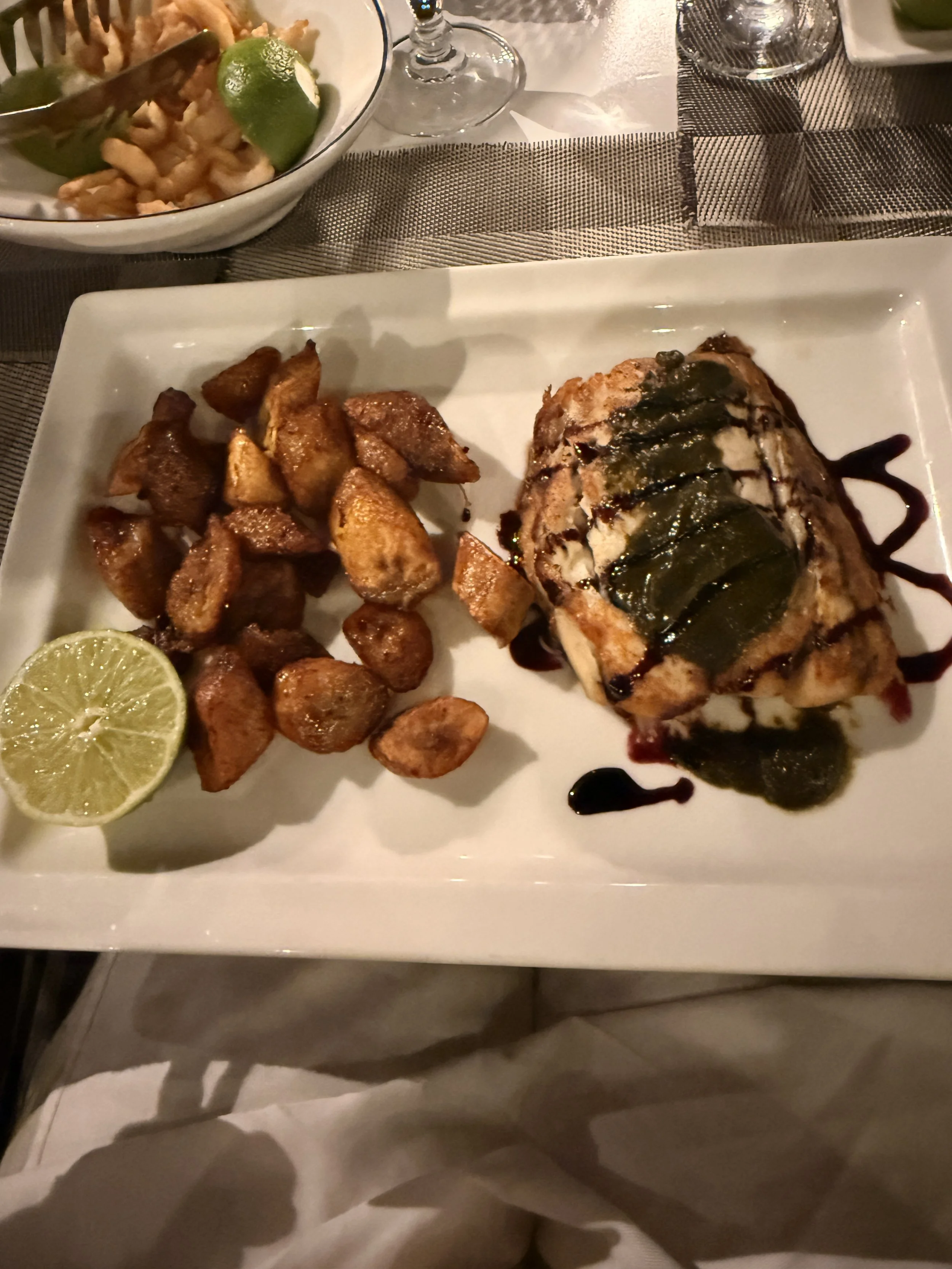 Delicious fresh caught fish at upscale seafood restaurant, Lagon, situated on the coast of the Atlantic Ocean in Dakar