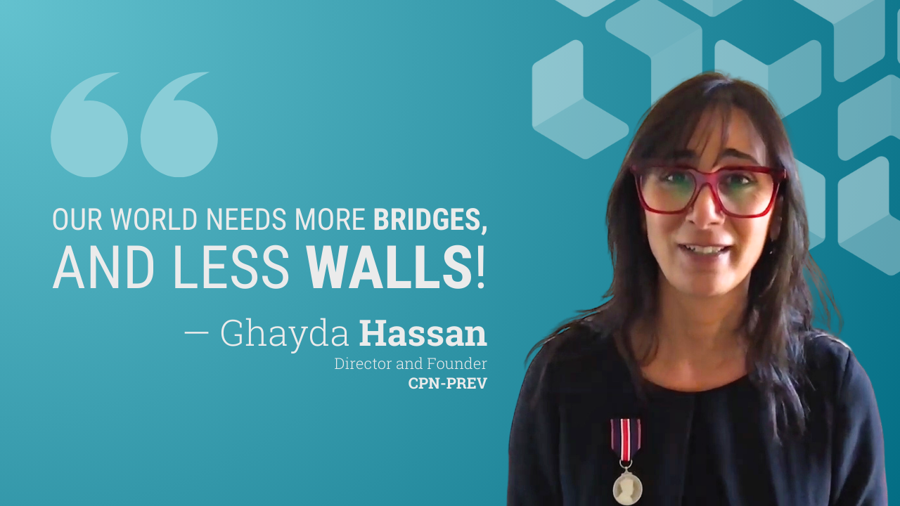 Ghayda Hassan receives the Eradicate Hate Bridge Builder Award