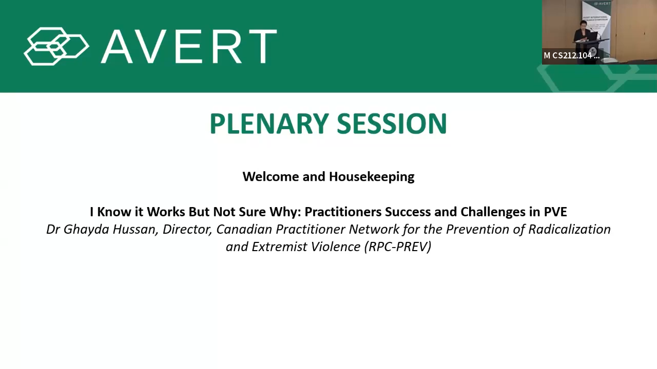 Special Address by CPN-PREV Director, Dr. Ghayda Hassan, at AVERT Research Network 2024 Symposium