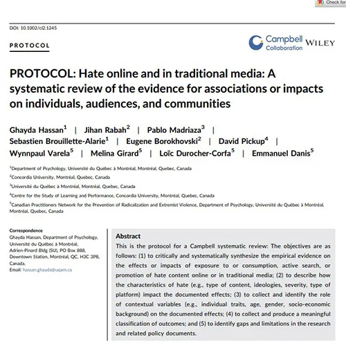 Hate online and in traditional media: A systematic review of the evidence for associations or impacts on individuals, audiences, and communities