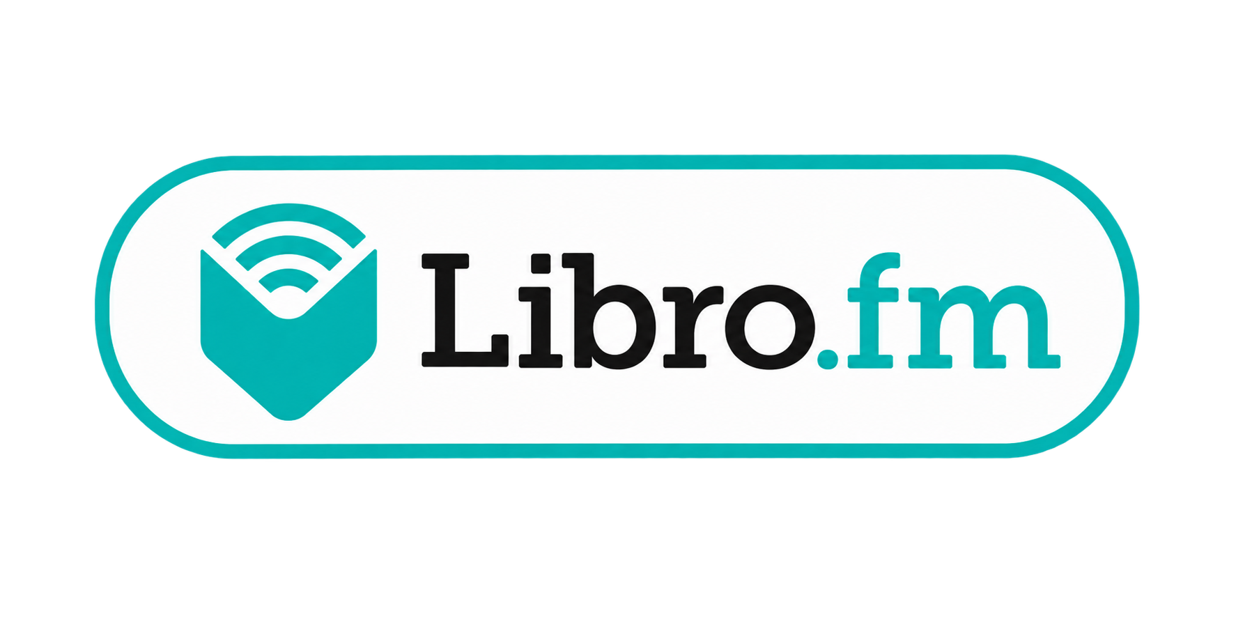 Logo of Libro.fm with a teal and black color scheme, featuring an open book with a Wi-Fi signal icon and the text 'Libro.fm'.